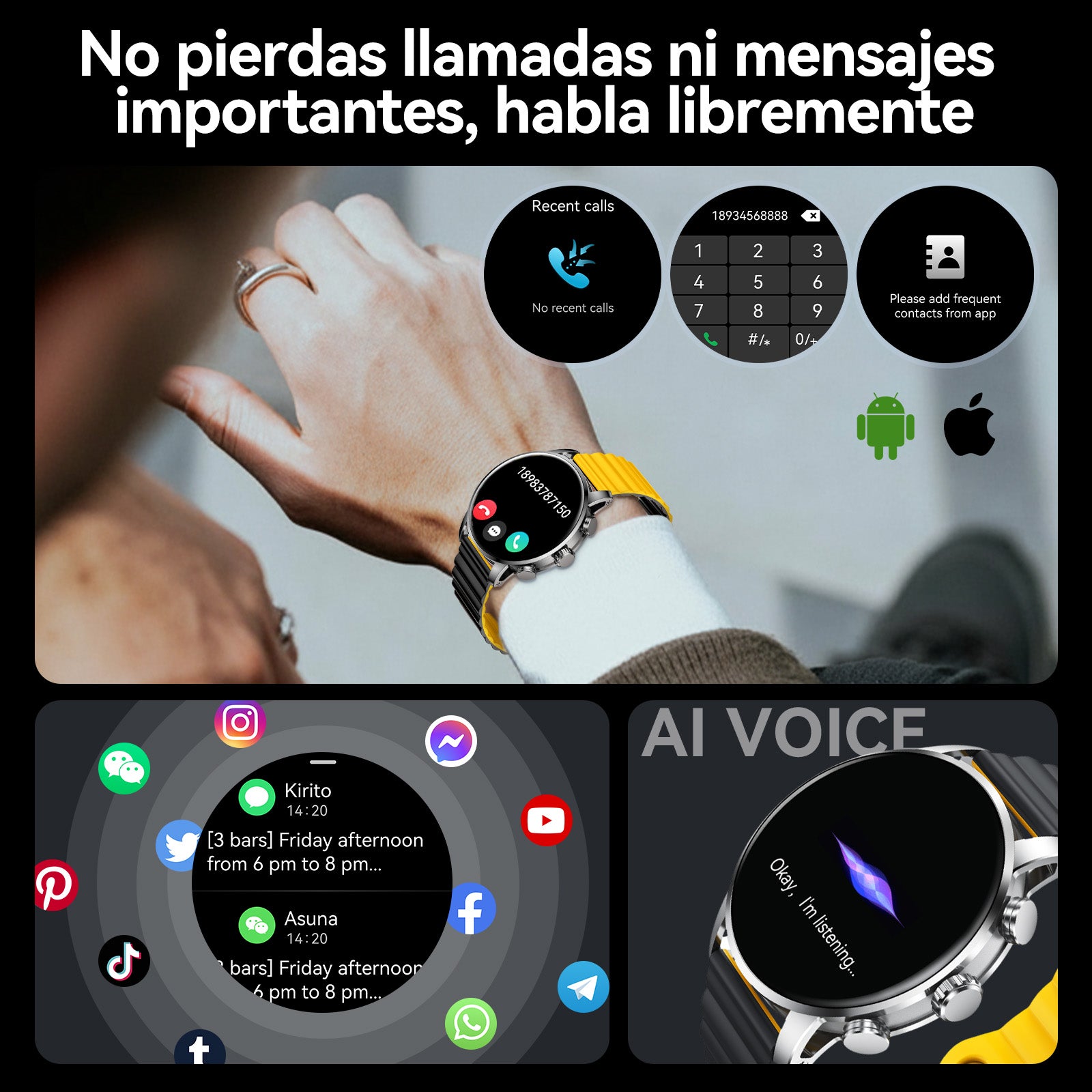 Reloj inteligente con función de llamada Kieslect Kr2