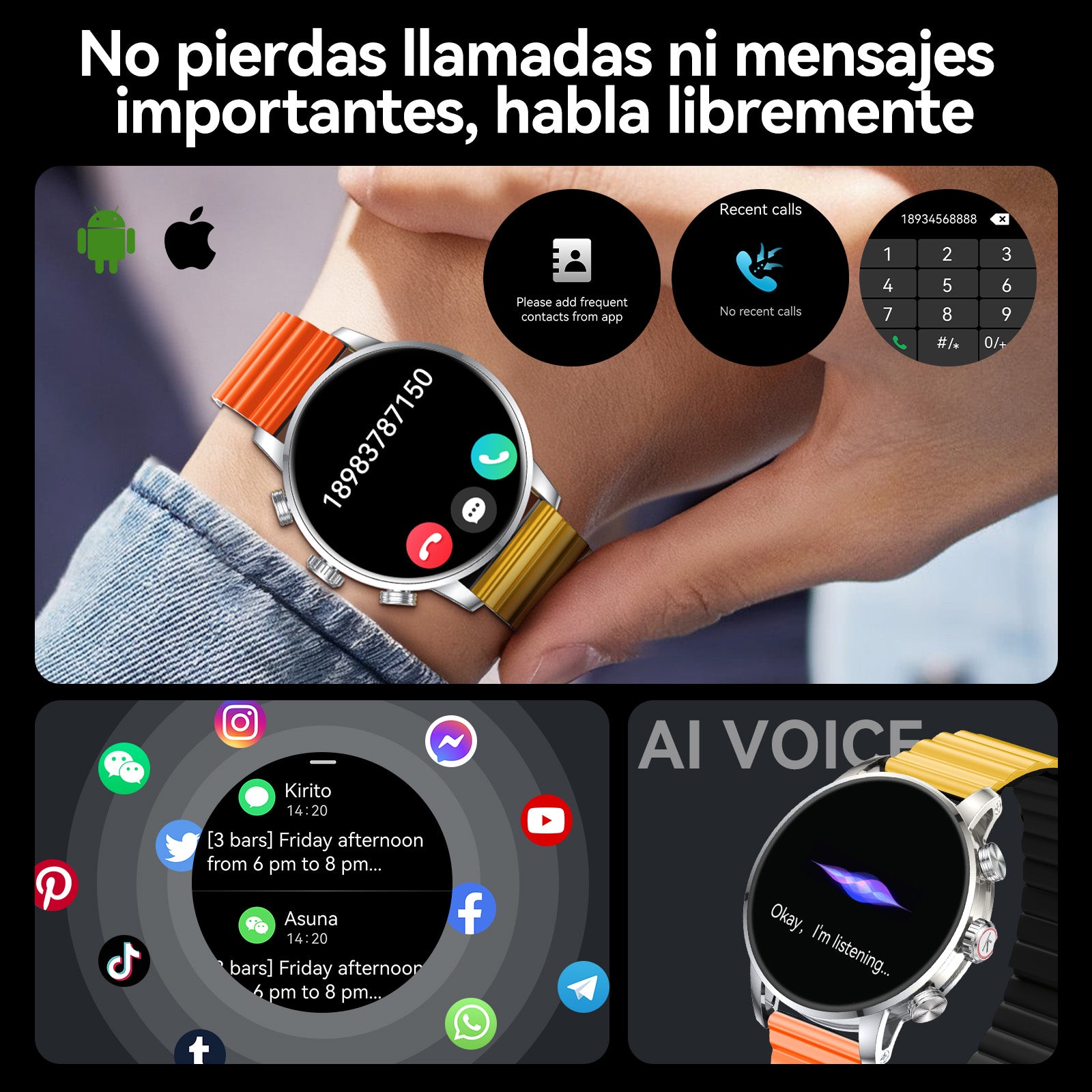 Reloj inteligente con función de llamada Kieslect Kr2 Pro